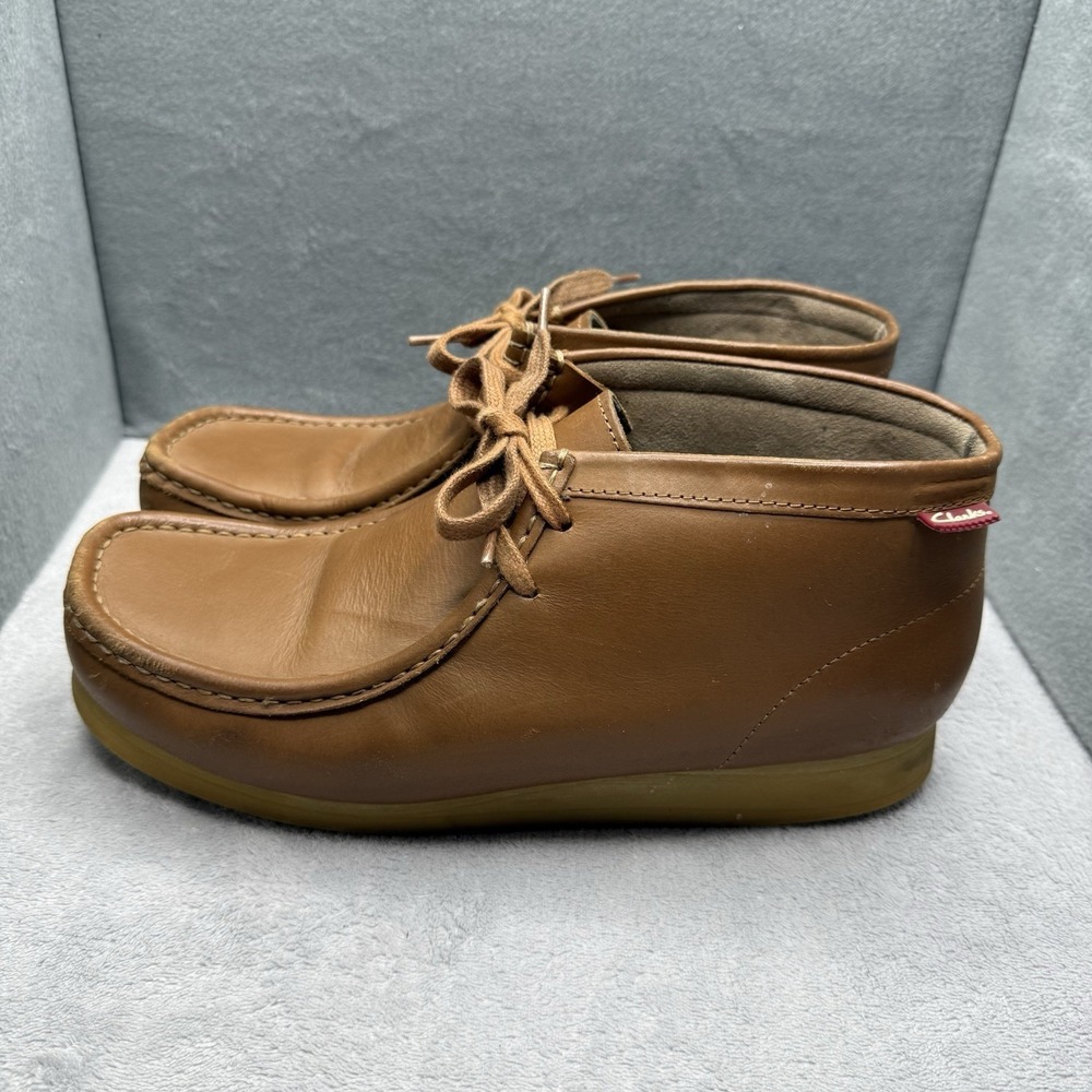 Clarks Stinson Hi Men's 10.5 Brown Leather Moc Toe Chukka Boots Walking Comfort